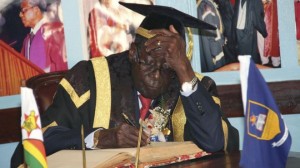  Mr Mugabe reverted to wearing a previous cap, also thought to be too small, for the October ceremony 