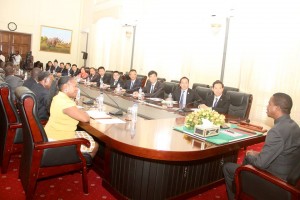 President Lungu during a meeting with Chinese Businessmen when they paid a courtesy call on him at State House on Monday, September 9,2015 - Picture by State House