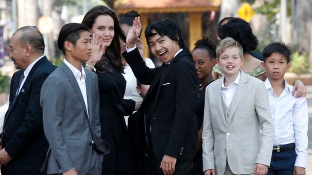  The actress and her six children (four pictured) attended the world premiere on Saturday 
