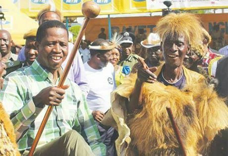 President Edgar Lungu with paramount Chief Mpezeni - Pic by State House