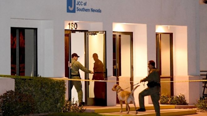 A Las Vegas area Jewish centre is searched for bombs after a suspicious phone call 