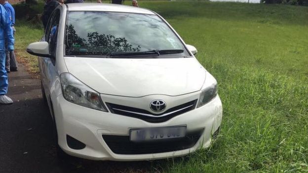  The white Toyota Yaris was discovered abandoned 