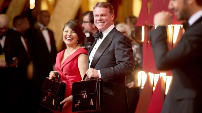 Martha Ruiz and Brian Cullinan before this year's Oscars ceremony