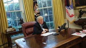 The president spoke to Reuters from inside his office at the White House 