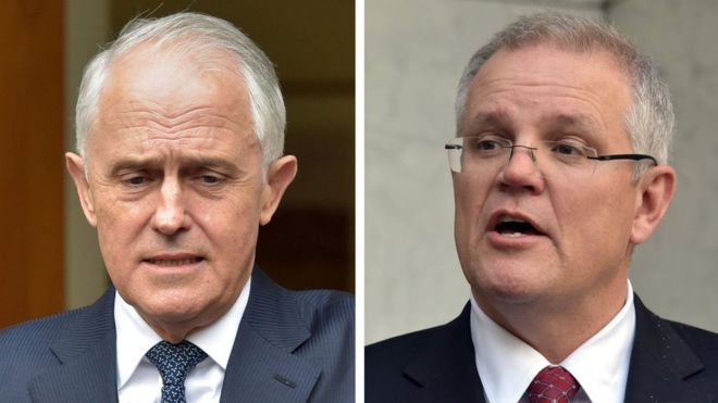  Malcolm Turnbull (left) will be succeeded by Scott Morrison 